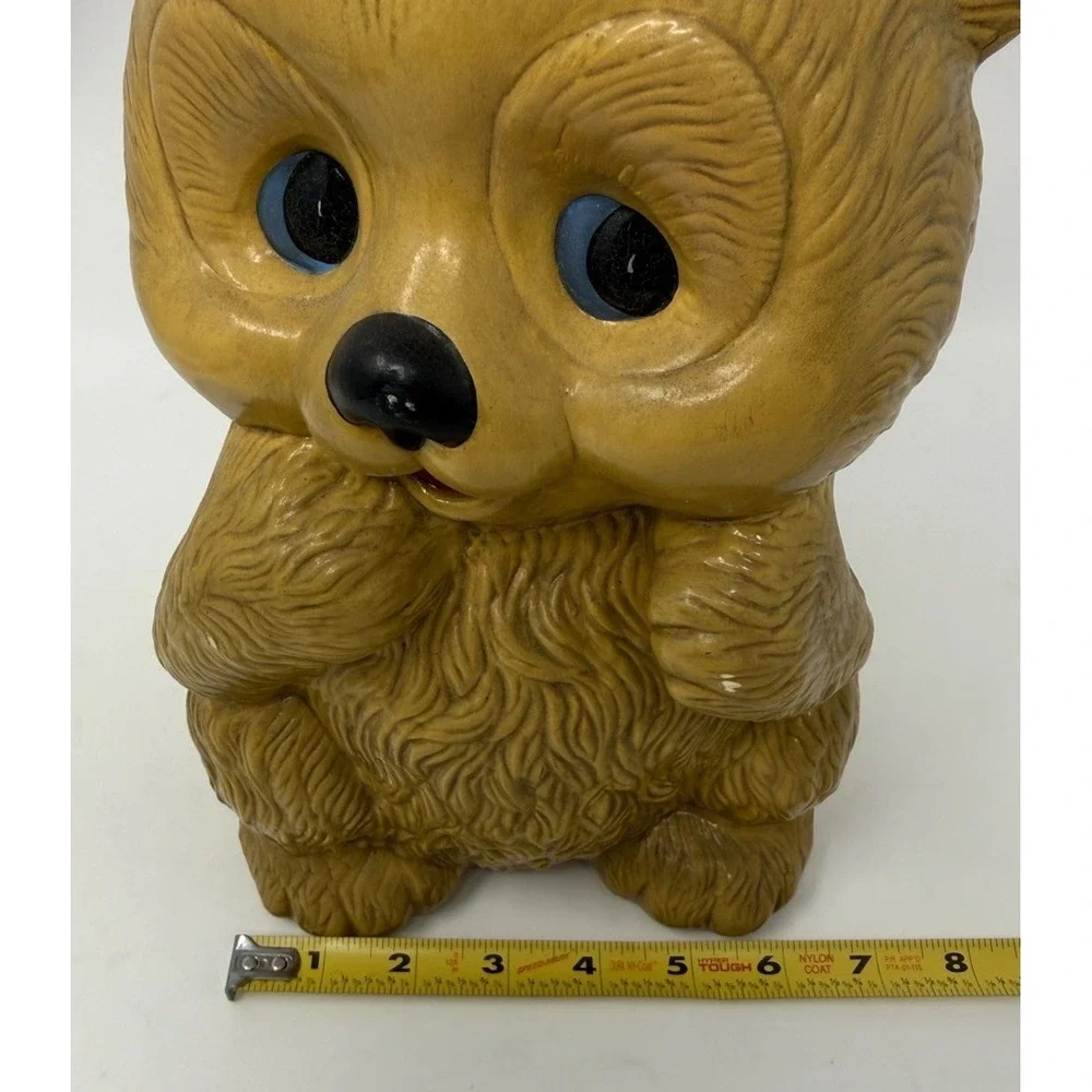 Vintage Teddy Bear Coin Ceramic Brown Piggy Bank Prop 70's 80's Retro Decor‎